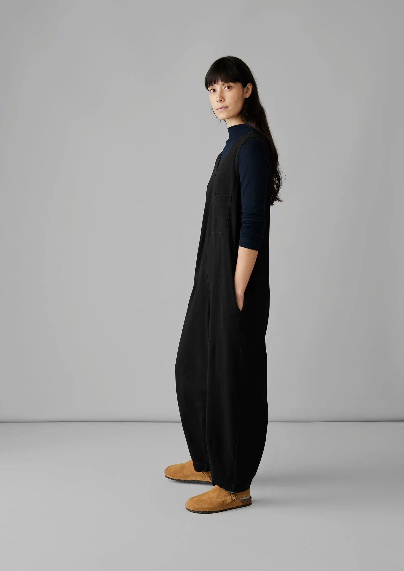V-Neck Cotton Jersey Jumpsuit | Washed Black sold by TOAST product image thumbnail 2