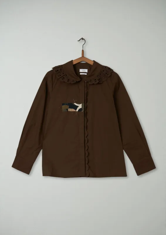 Renewed Broderie Anglaise Poplin Shirt Size 10 (47) | Conker sold by TOAST