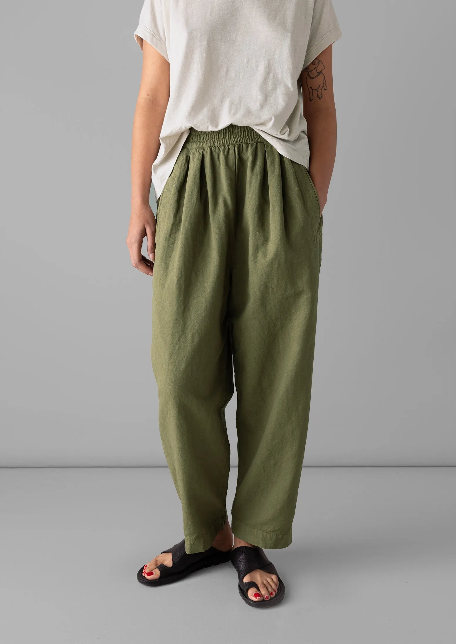 Cotton Linen Canvas Barrel Leg Trousers | Oil Cloth sold by TOAST product image thumbnail 2