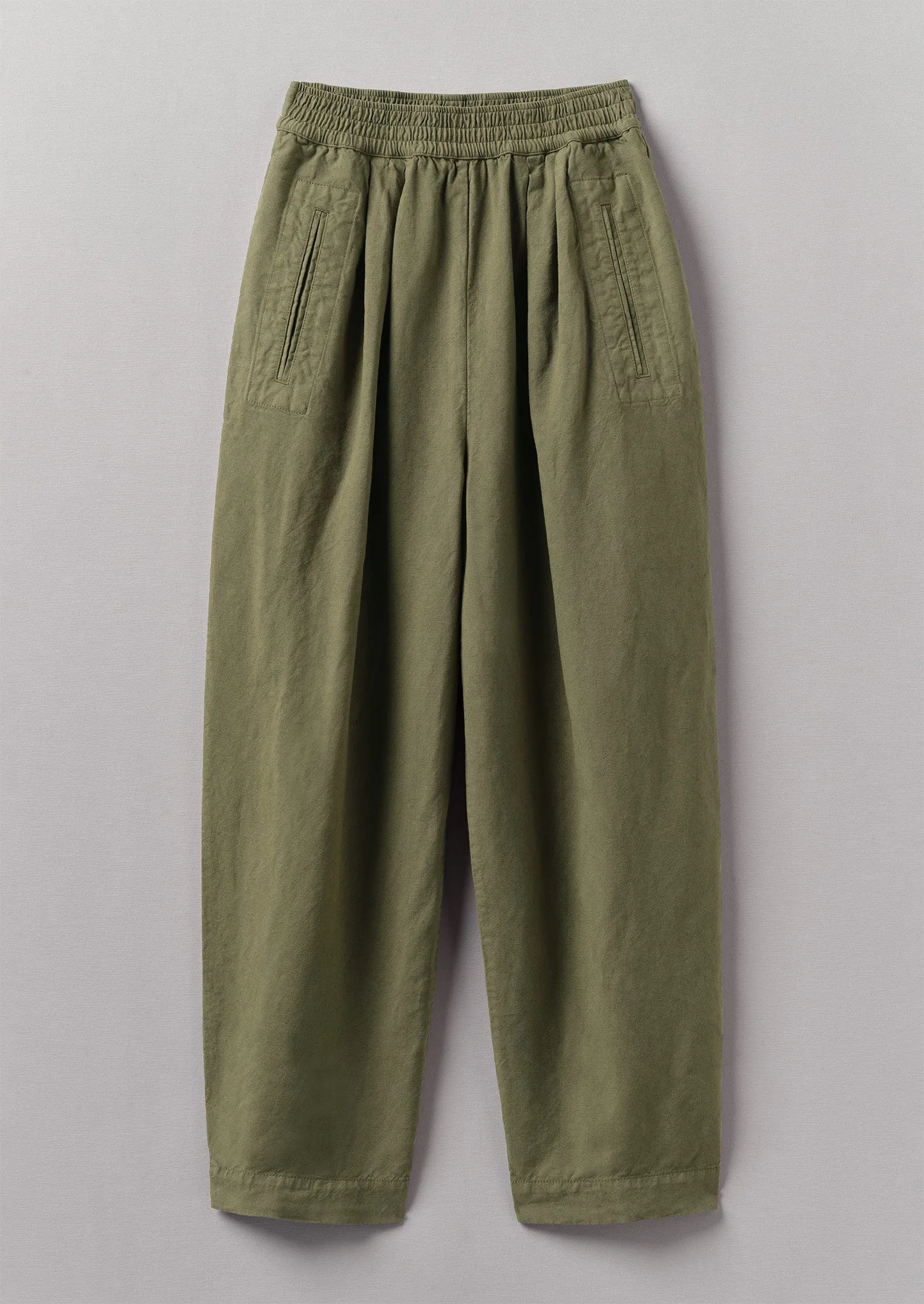 Cotton Linen Canvas Barrel Leg Trousers | Oil Cloth sold by TOAST