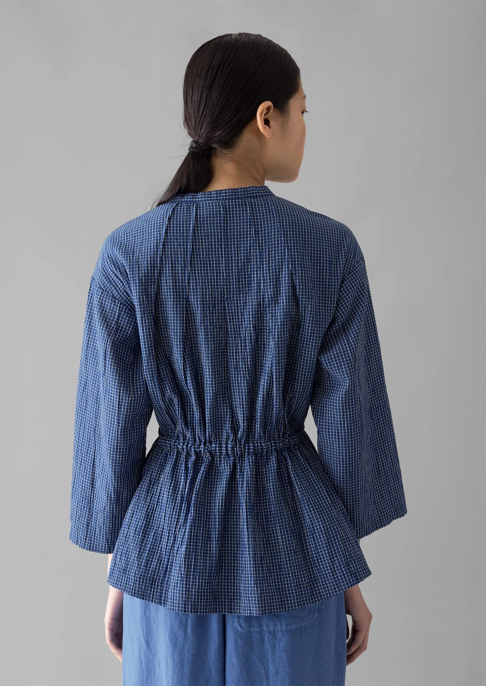 Check Crinkle Cotton Tie Shirt | Cobalt sold by TOAST product image thumbnail 4