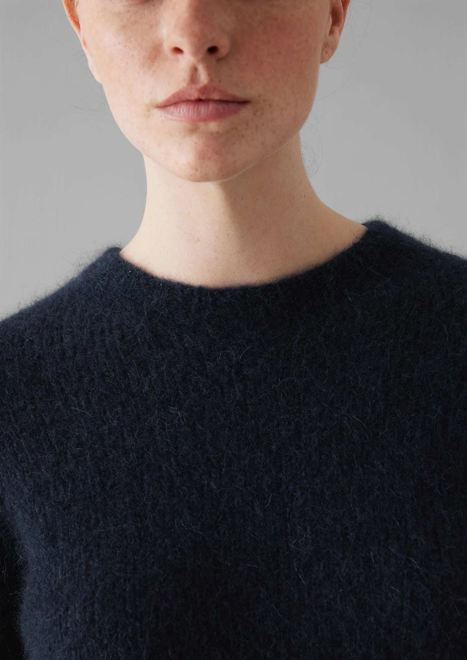 Brushed Alpaca High Neck Sweater | Navy sold by TOAST product image thumbnail 3