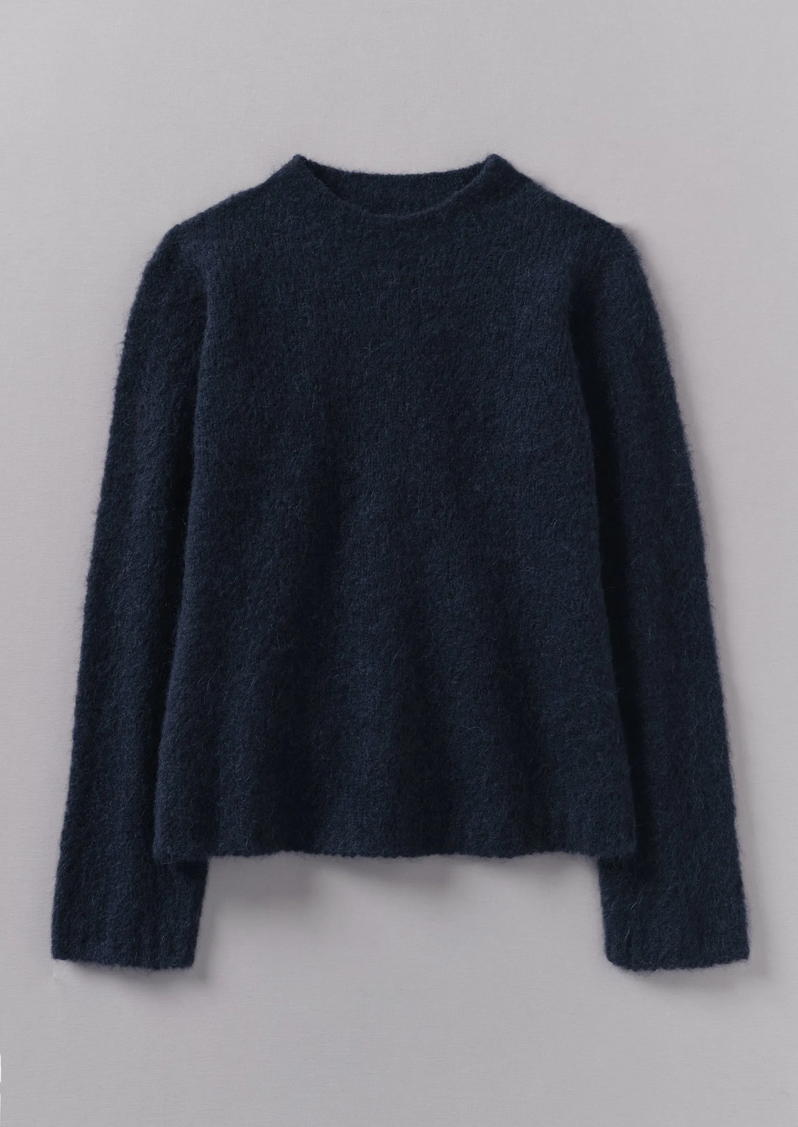 Brushed Alpaca High Neck Sweater | Navy sold by TOAST