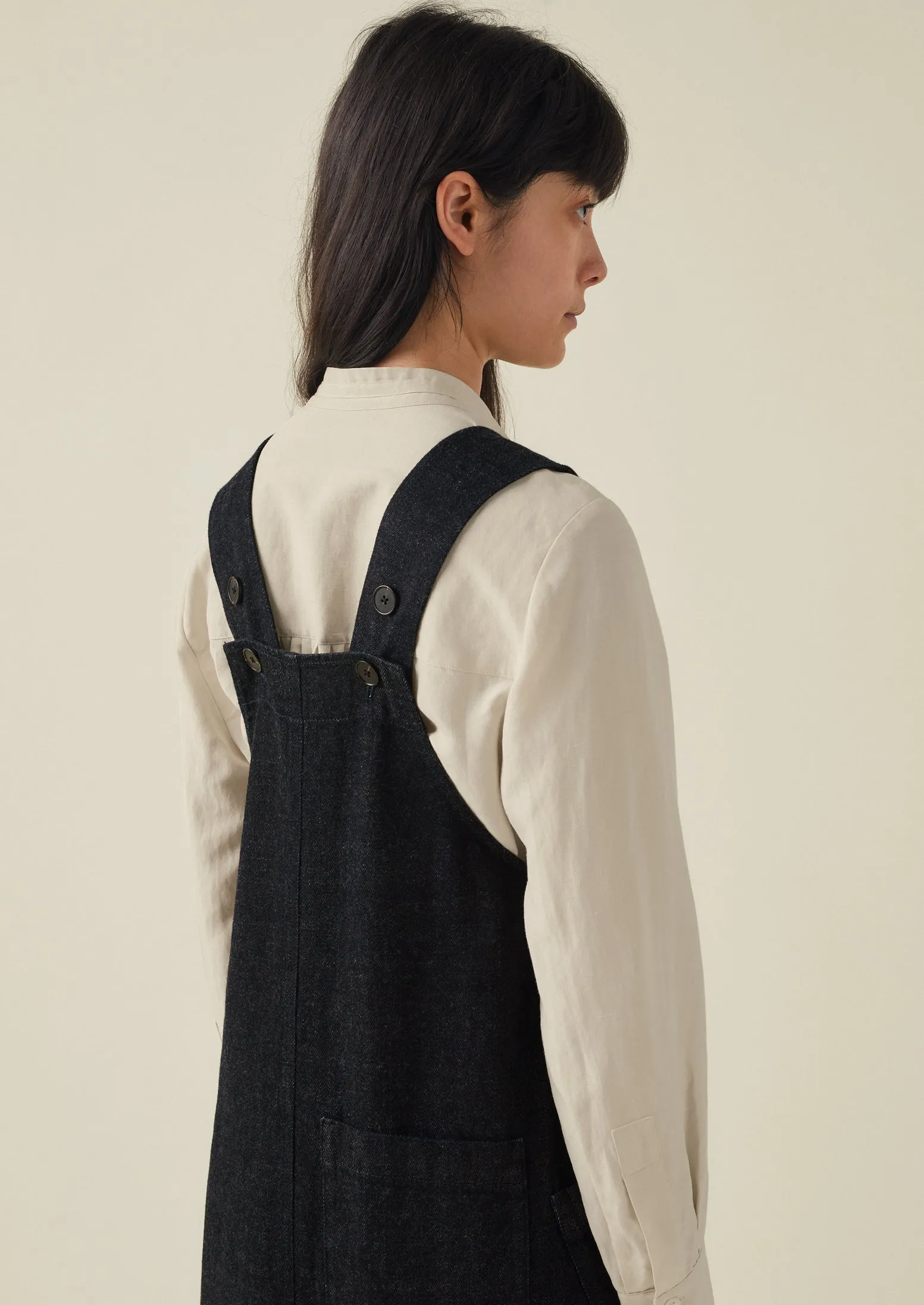 A Line Denim Pinafore Dress | Indigo sold by TOAST product image thumbnail 5