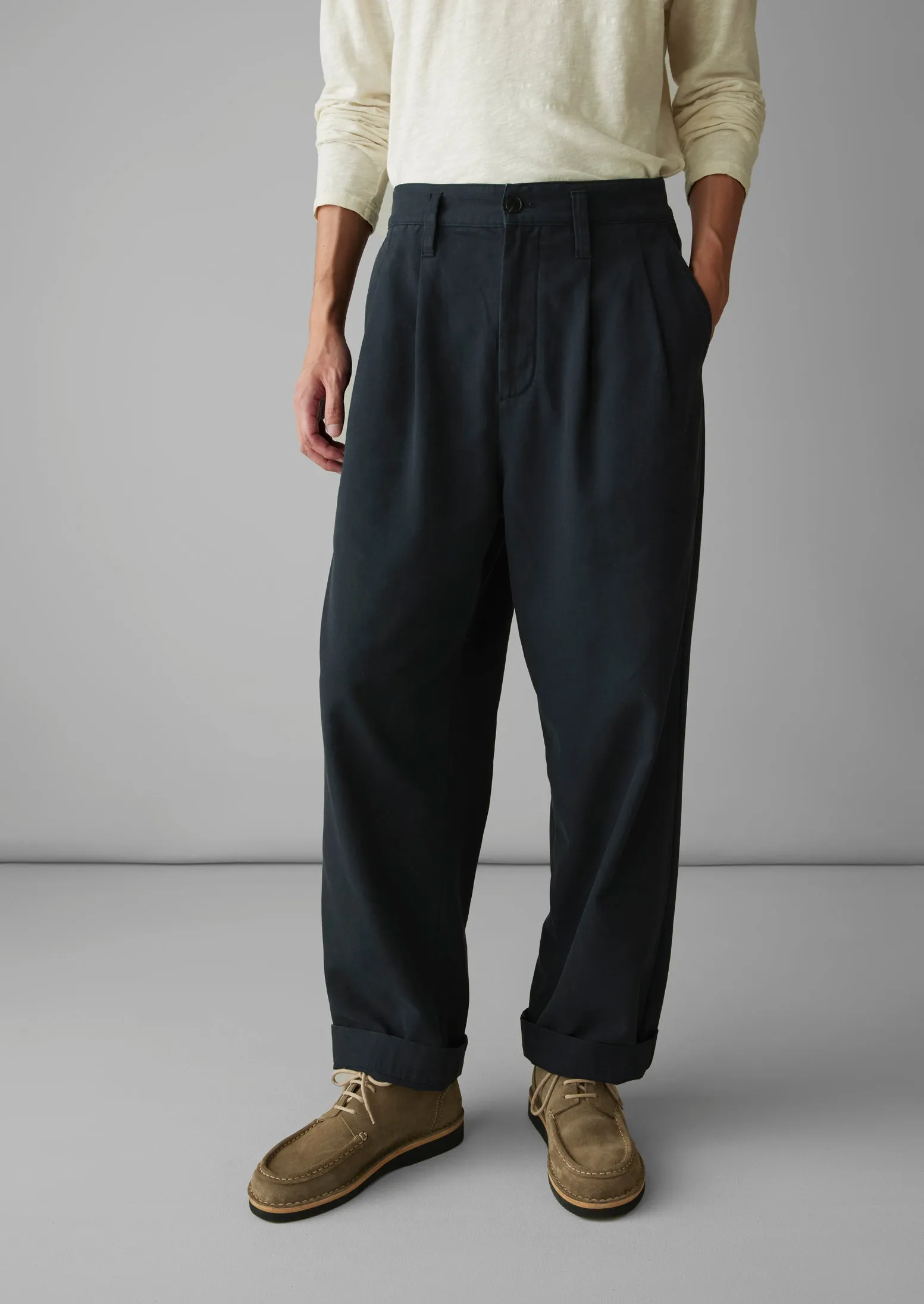 Bill Cotton Wide Leg Trousers | Dark Navy sold by TOAST product image thumbnail 3