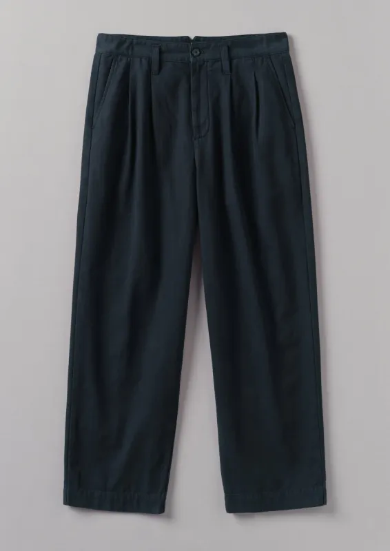 Bill Cotton Wide Leg Trousers | Dark Navy sold by TOAST