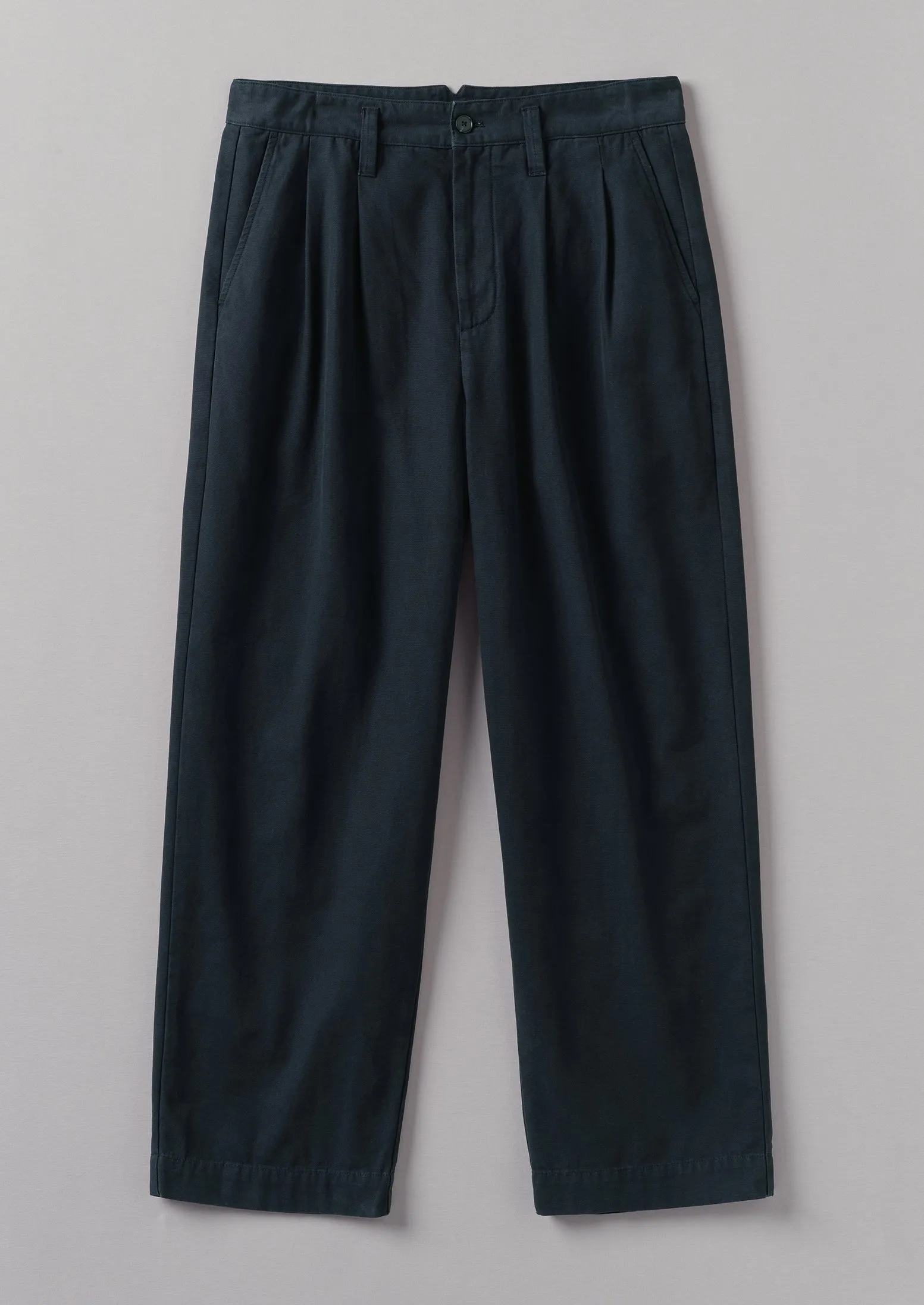 Bill Cotton Wide Leg Trousers | Dark Navy sold by TOAST