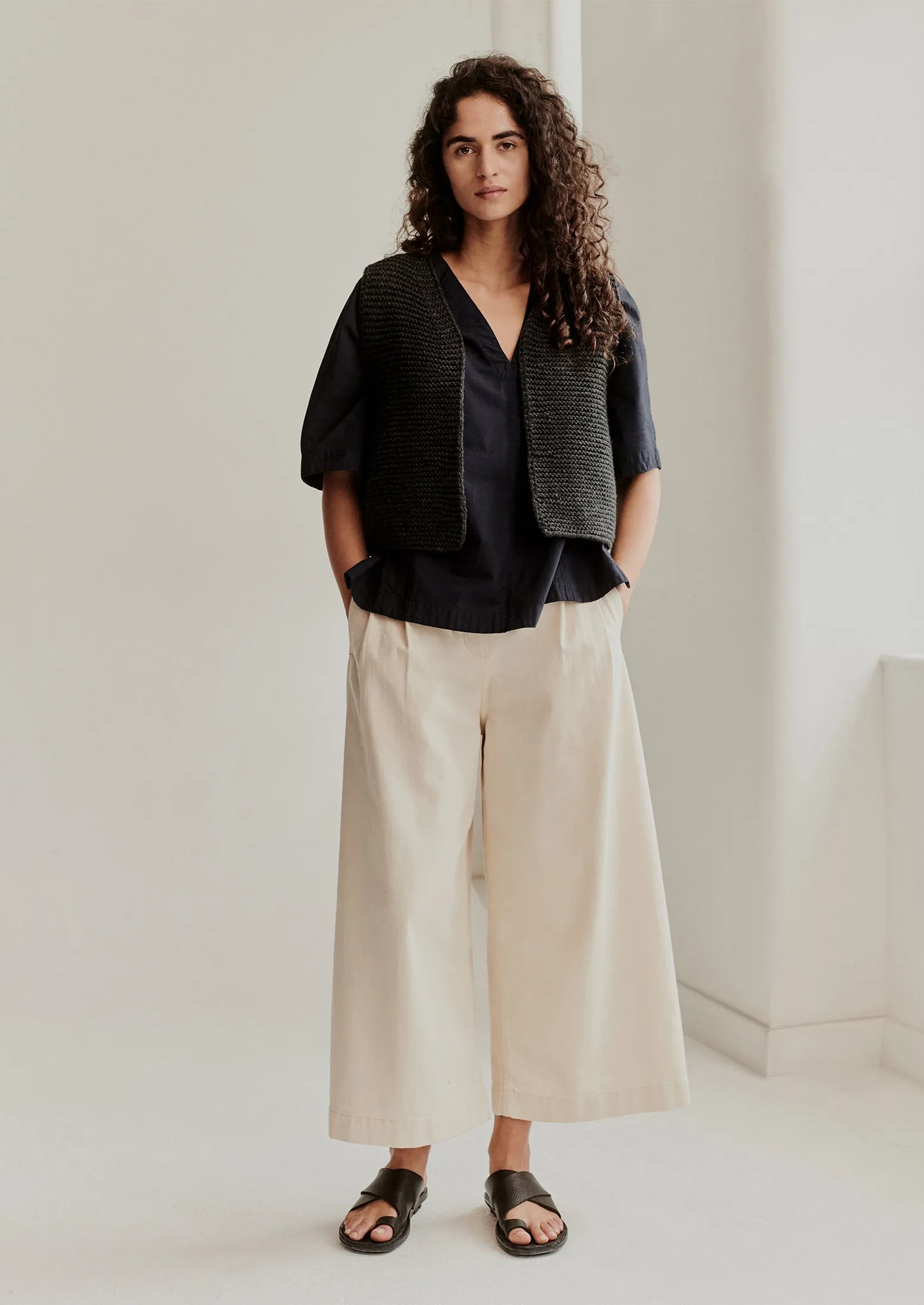 Ecru Denim Pleat Front Trousers | Ecru sold by TOAST product image thumbnail 2