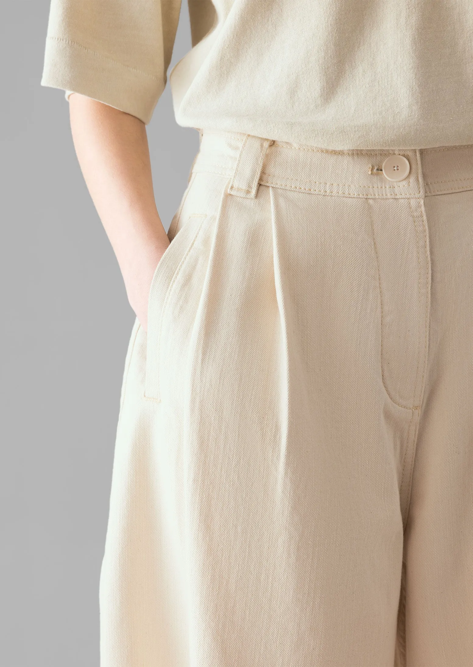 Ecru Denim Pleat Front Trousers | Ecru sold by TOAST product image thumbnail 5