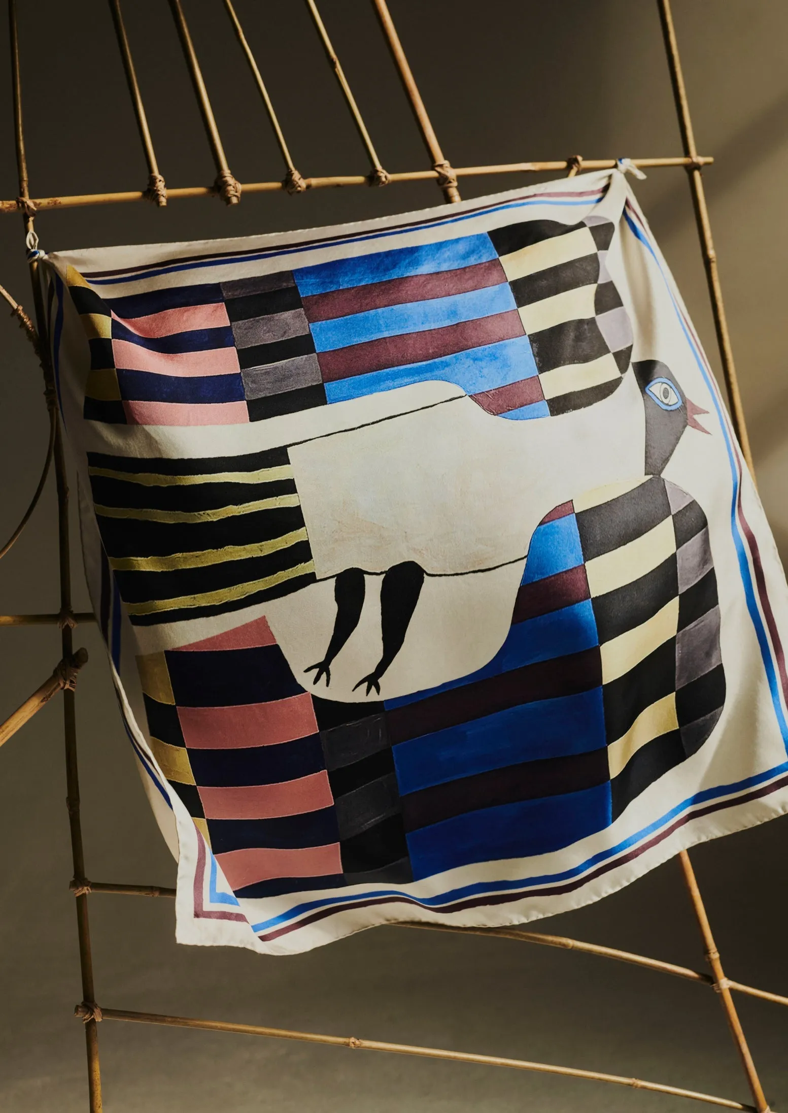 Isobel Harvey Bird Print Bandana | Ecru/Multi sold by TOAST product image thumbnail 2