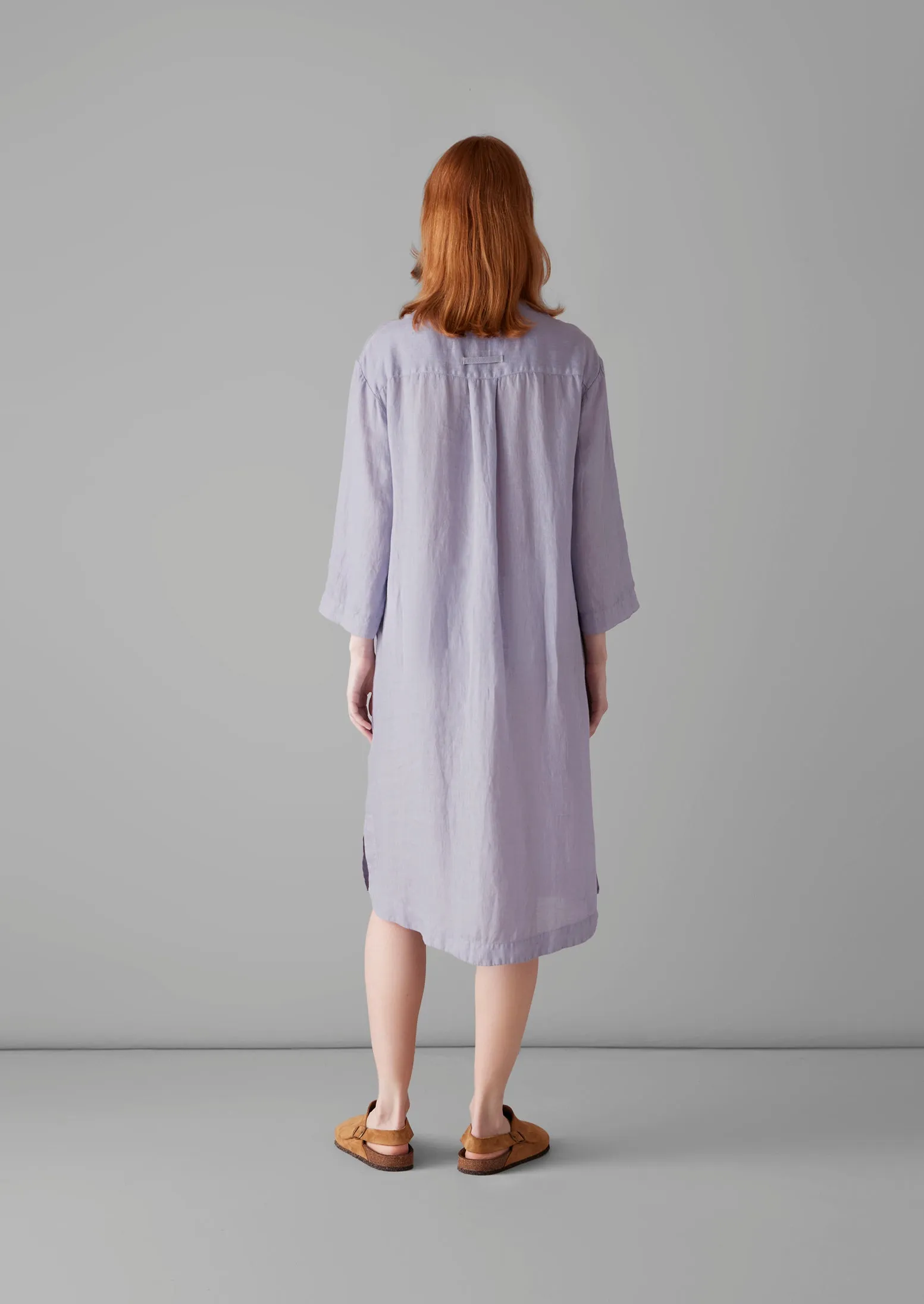 Half Placket Lightweight Linen Lounge Dress | Blue Stone sold by TOAST product image thumbnail 4