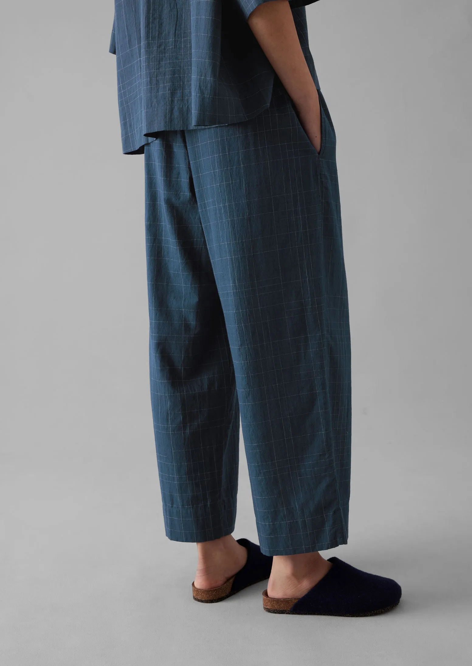 Sketched Check Cotton Pyjama Trousers | Twilight/Ecru sold by TOAST product image thumbnail 5