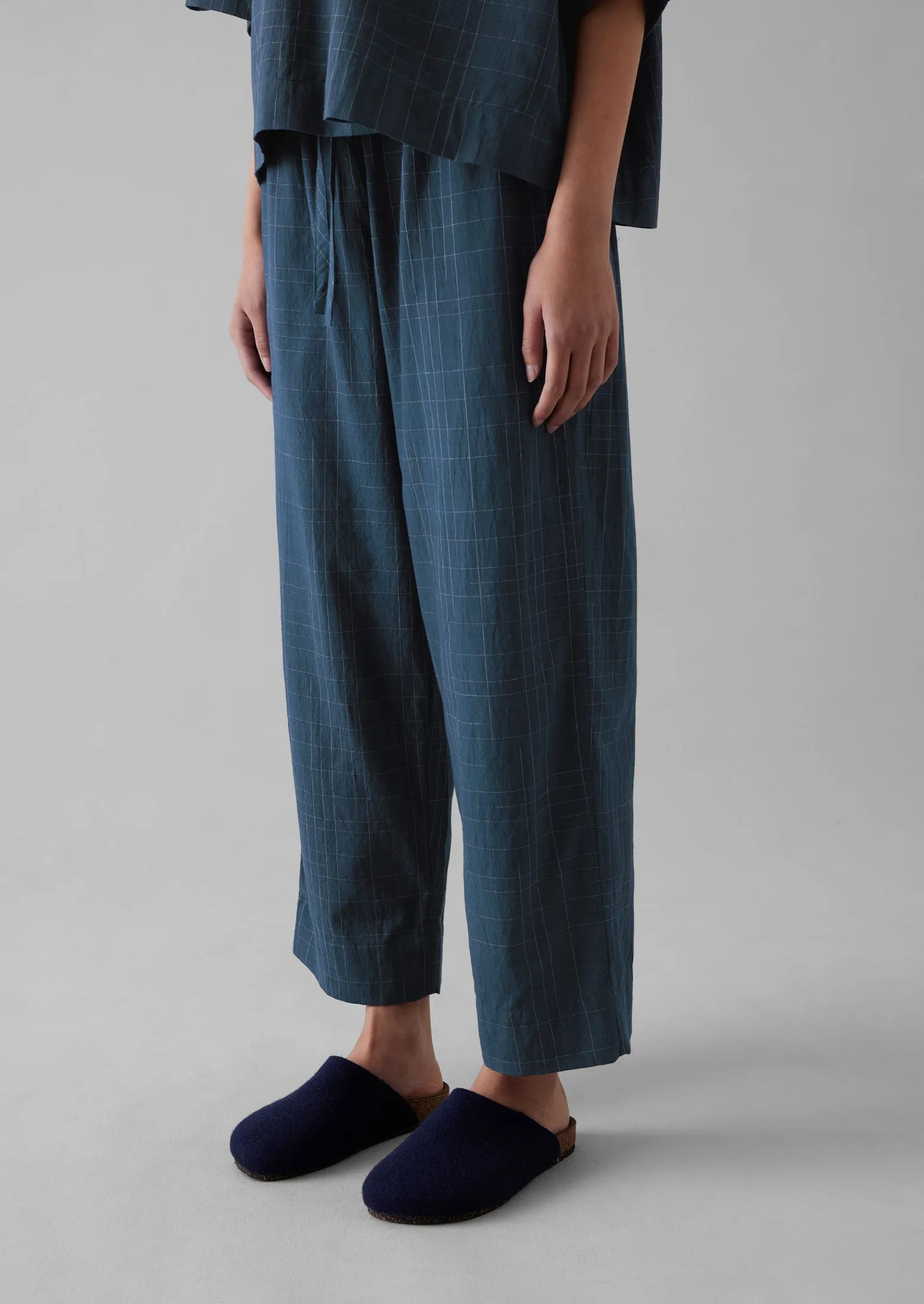 Sketched Check Cotton Pyjama Trousers | Twilight/Ecru sold by TOAST product image thumbnail 3