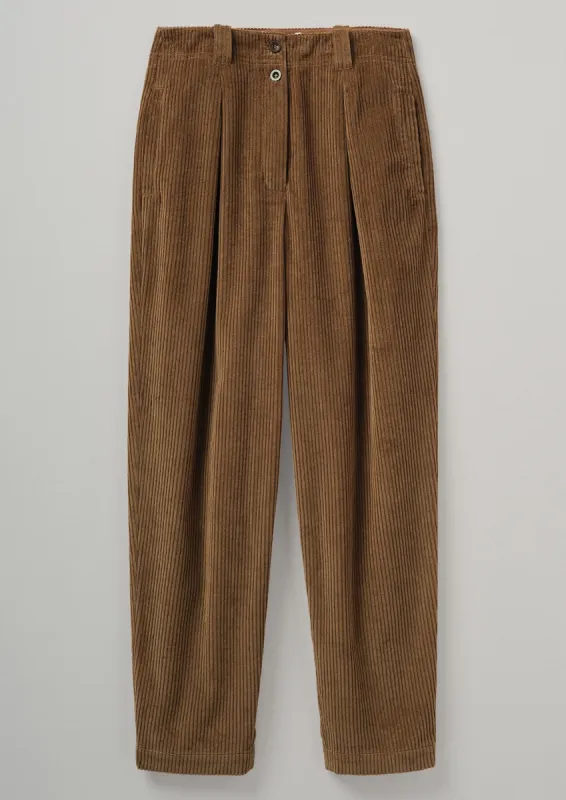 Organic Cord Pleat Front Tapered Trousers | Acorn sold by TOAST
