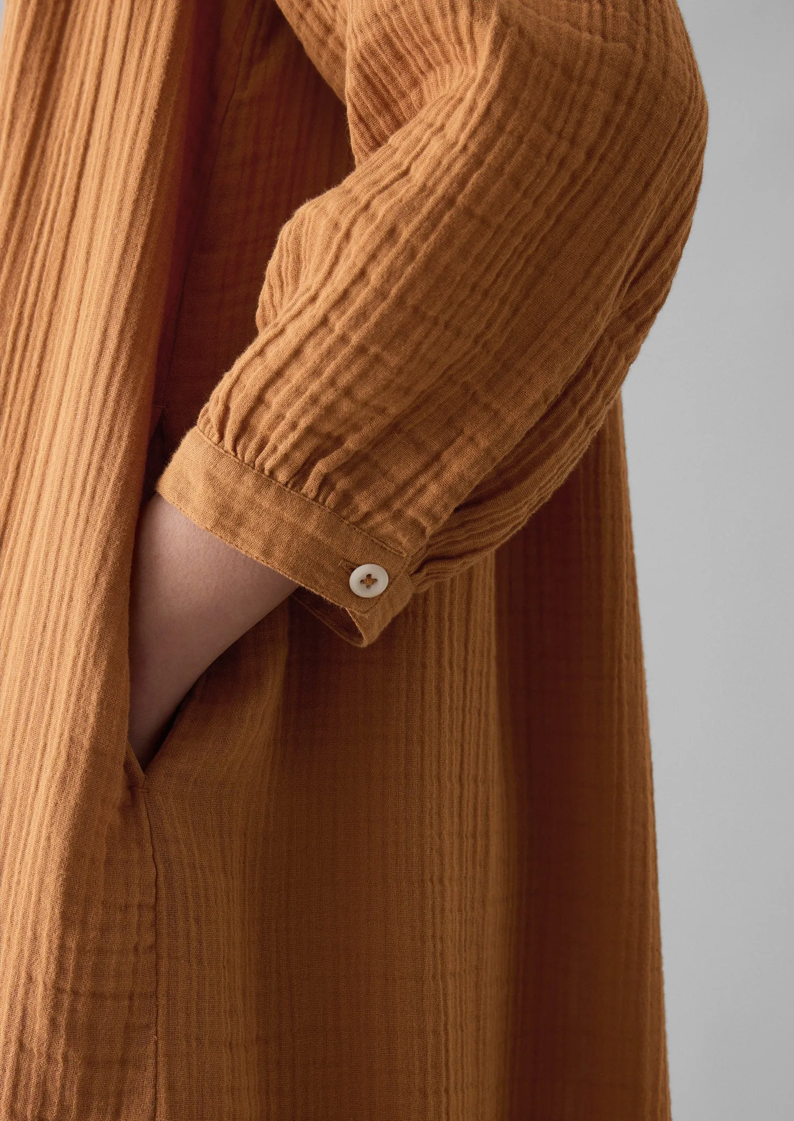 Crinkle Cotton Kaftan Nightdress | Soft Caramel sold by TOAST product image thumbnail 3
