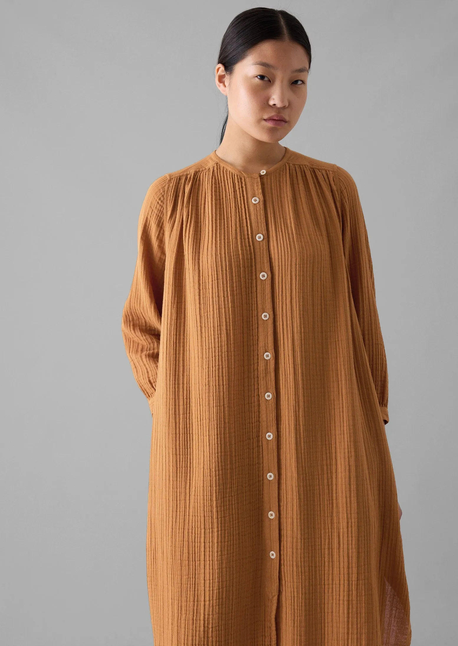 Crinkle Cotton Kaftan Nightdress | Soft Caramel sold by TOAST product image thumbnail 5