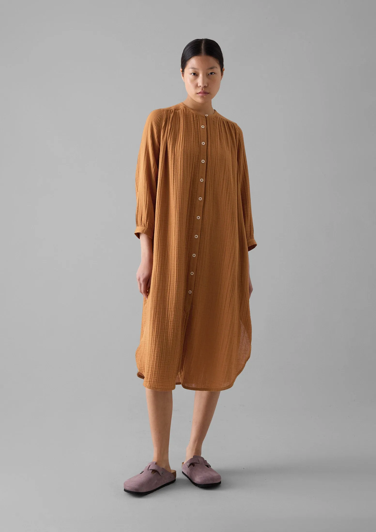 Crinkle Cotton Kaftan Nightdress | Soft Caramel sold by TOAST product image thumbnail 2
