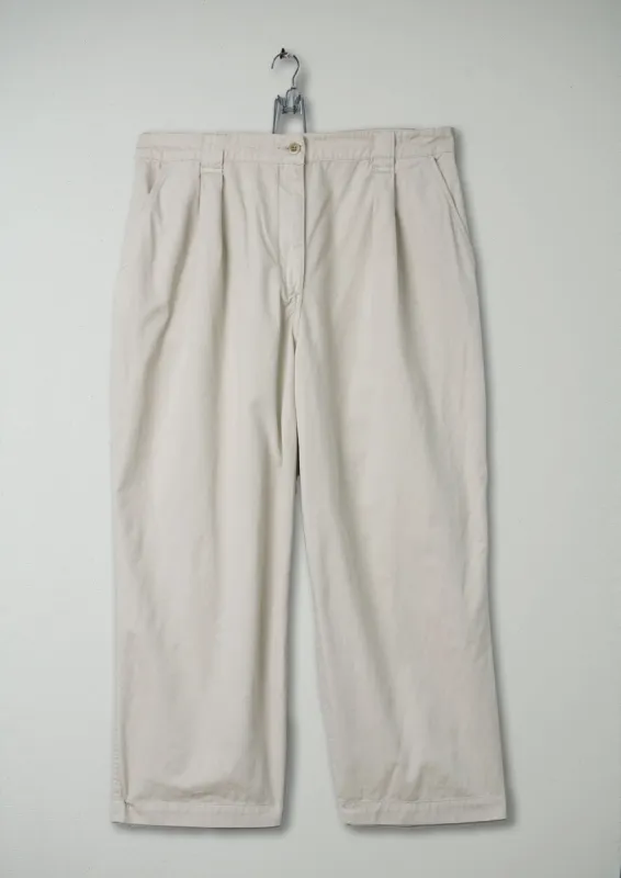 Reworn Cotton Linen Twill Trousers Size 18 (227) | Stone sold by TOAST