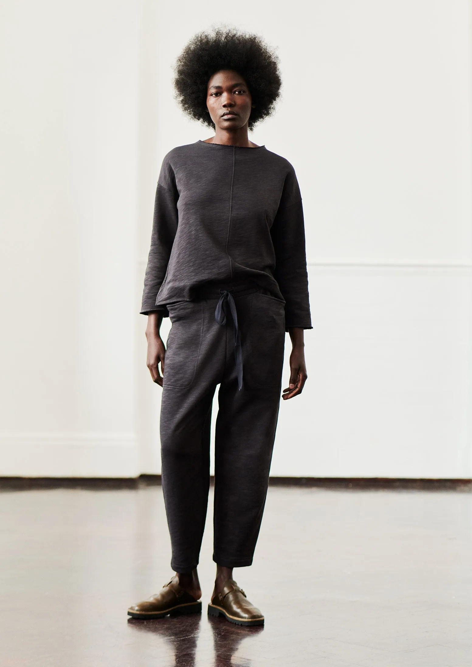 Loop Back Jersey Pull On Trousers | Charcoal sold by TOAST product image thumbnail 2