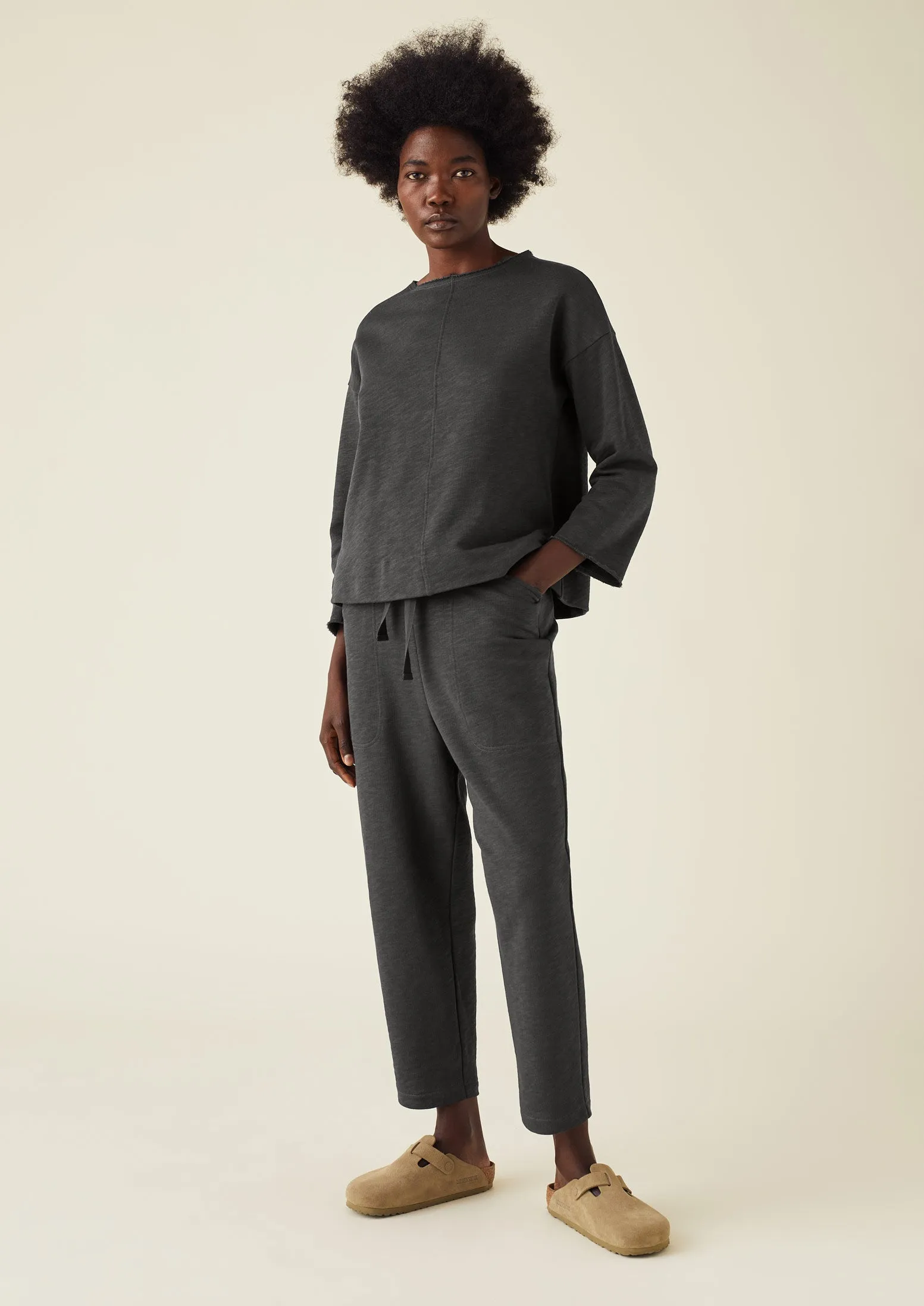 Loop Back Jersey Pull On Trousers | Charcoal sold by TOAST product image thumbnail 3