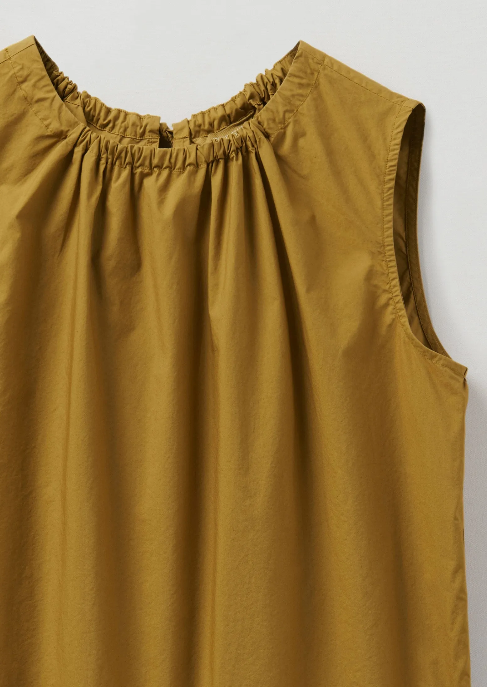 Gathered Neck Organic Poplin Tank Top | Soft Ochre sold by TOAST product image thumbnail 3