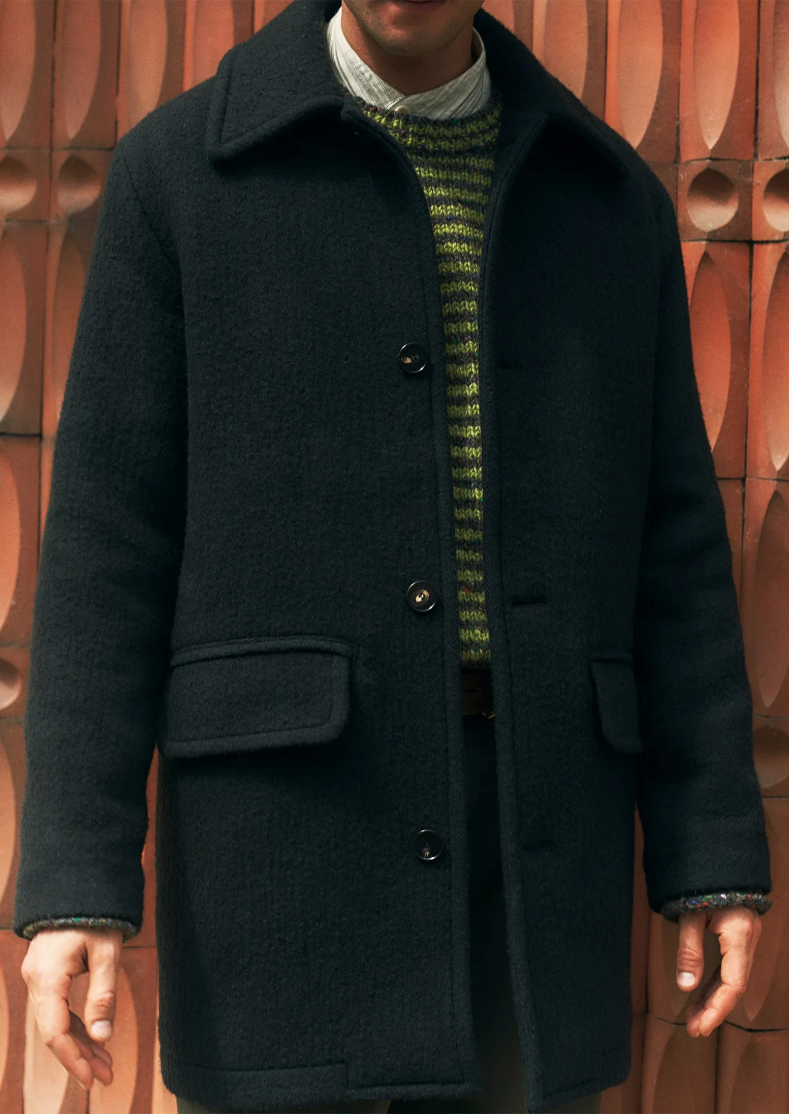 Single Breasted Car Coat | Indigo sold by TOAST product image thumbnail 2