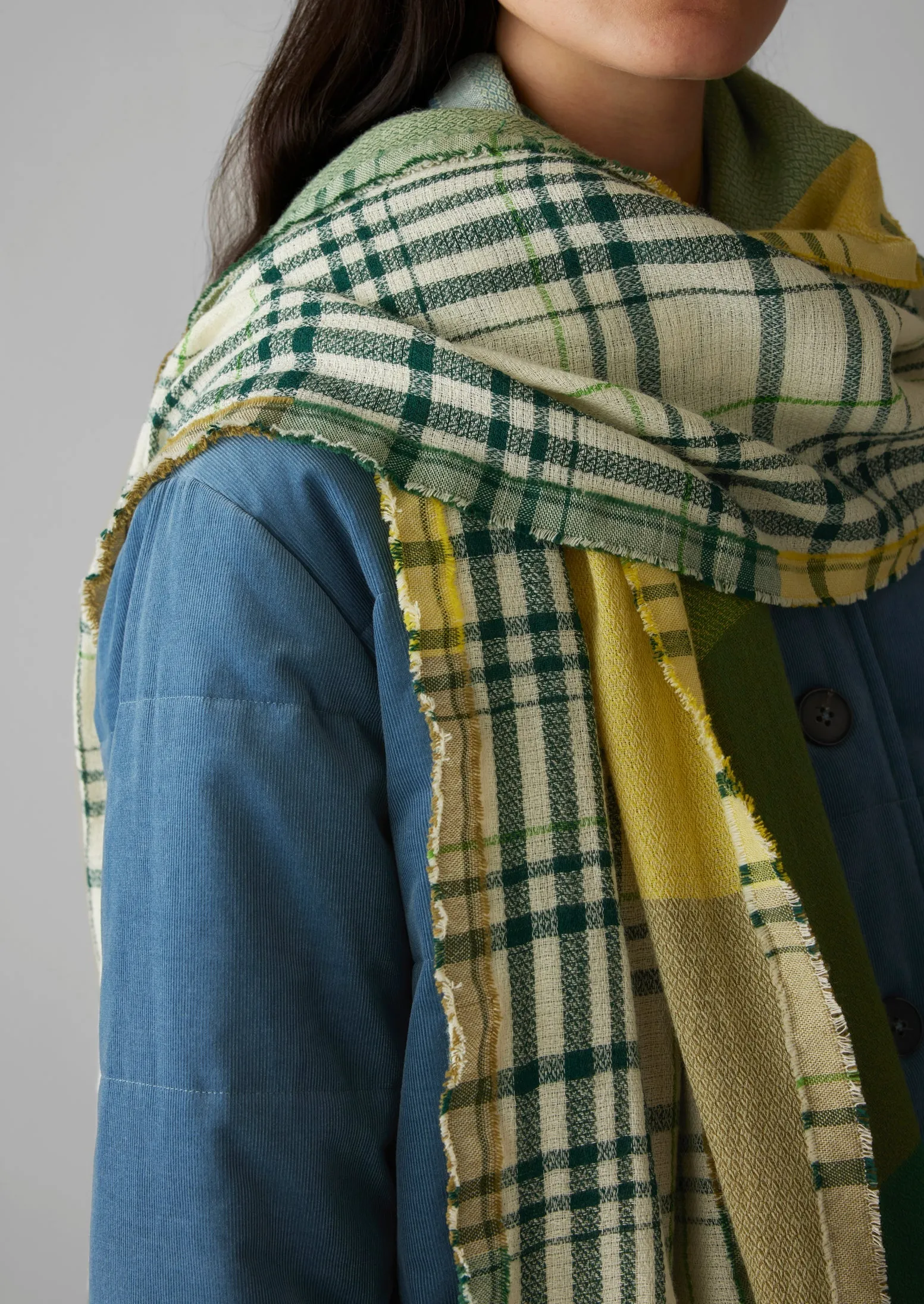 Cabin Check Scarf | Green/Multi sold by TOAST product image thumbnail 4