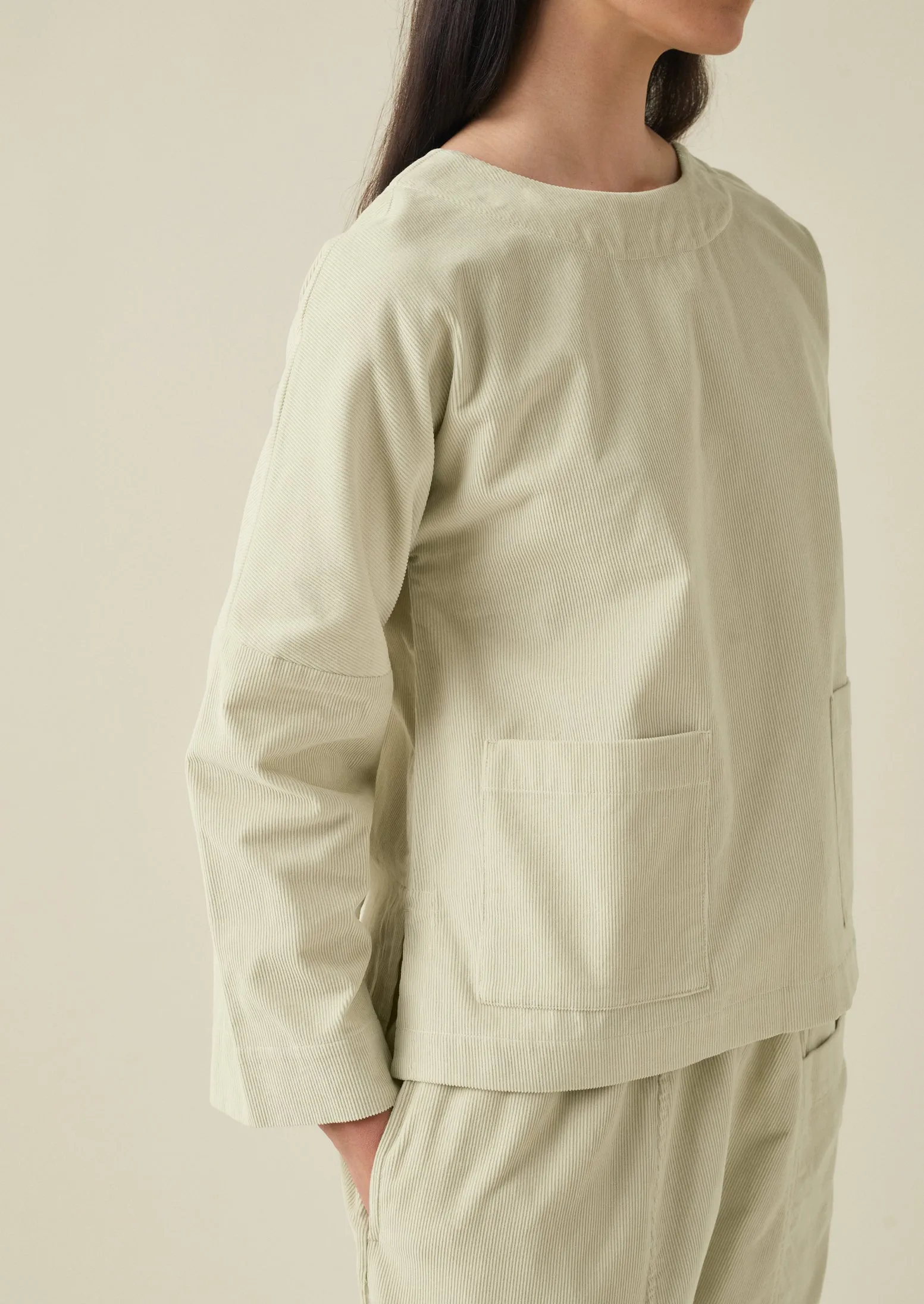 Button Shoulder Organic Cord Smock | Limestone sold by TOAST product image thumbnail 4