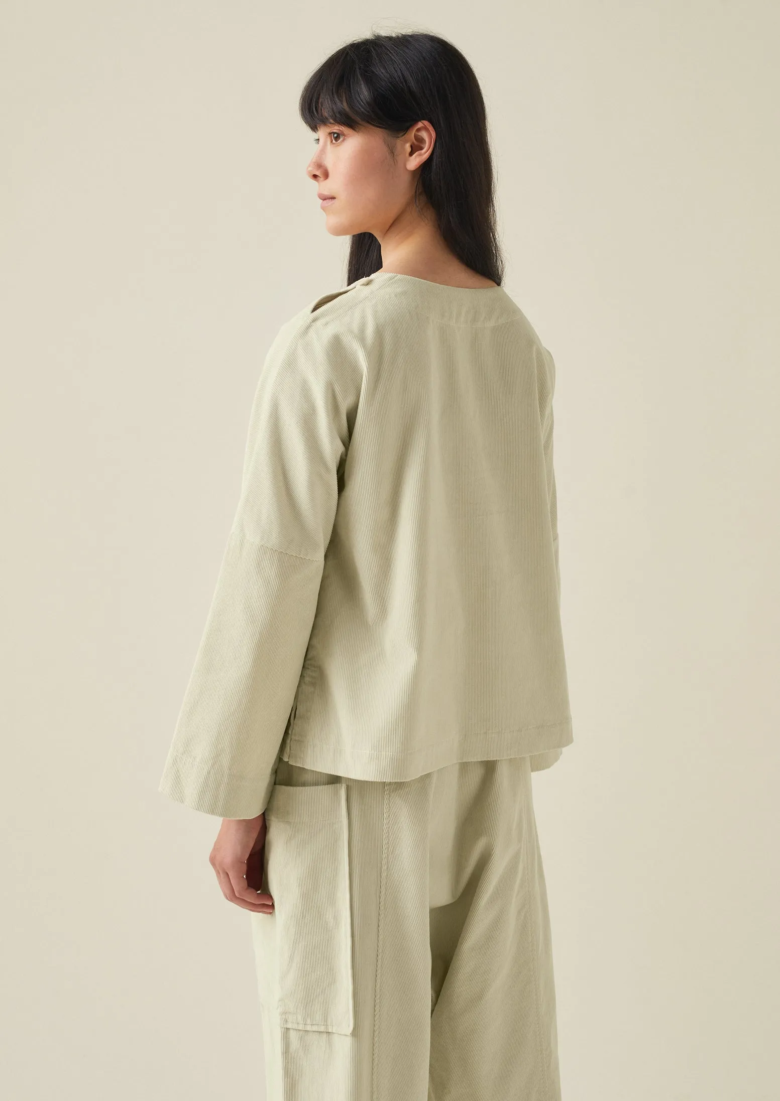 Button Shoulder Organic Cord Smock | Limestone sold by TOAST product image thumbnail 5