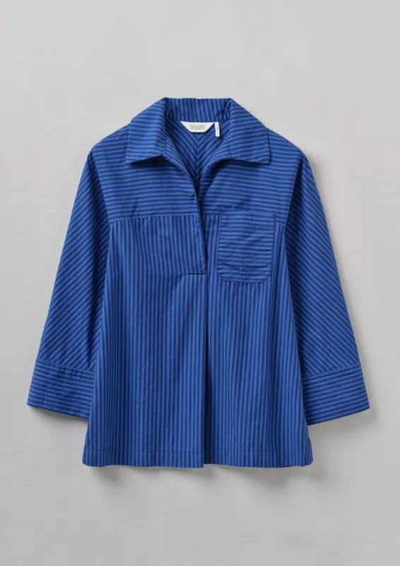 Fayre Stripe Organic Poplin Smock | Celtic Blue sold by TOAST