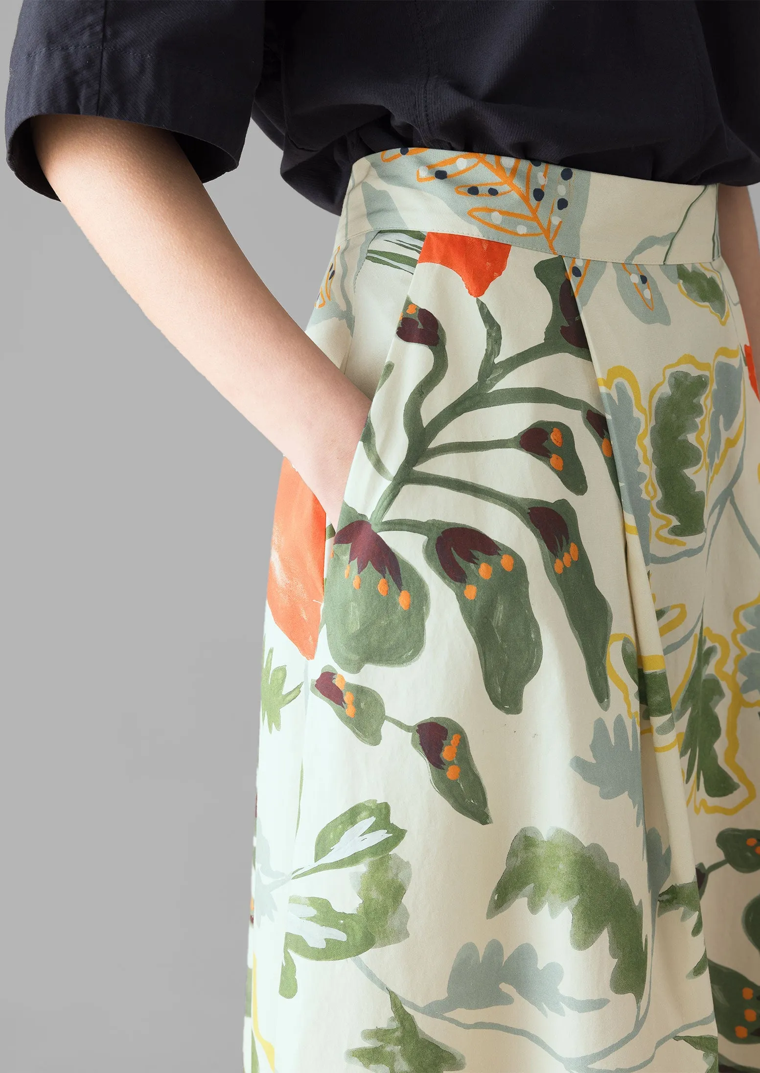 Foliage Print Poplin Skirt | Putty sold by TOAST product image thumbnail 5