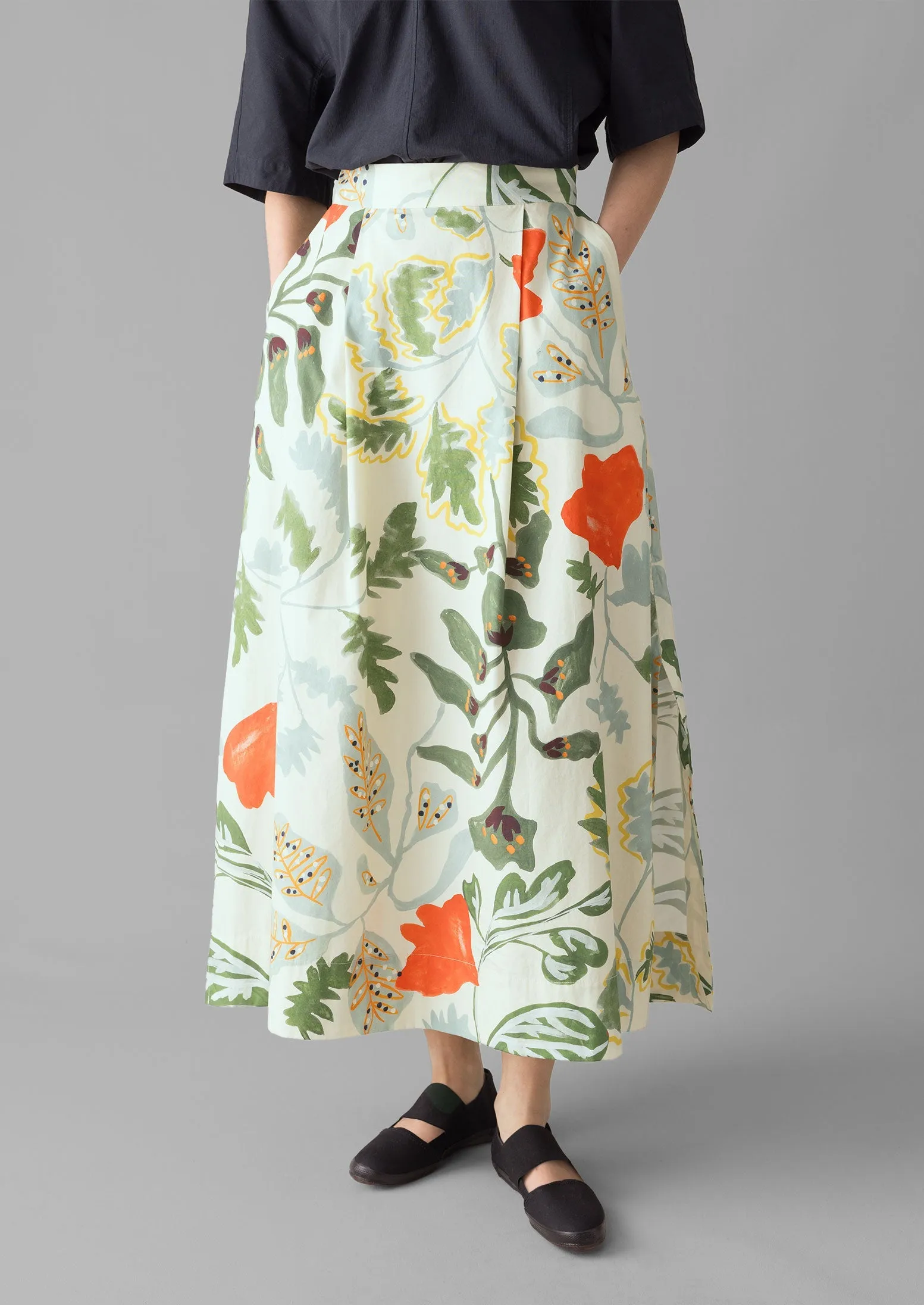 Foliage Print Poplin Skirt | Putty sold by TOAST product image thumbnail 3