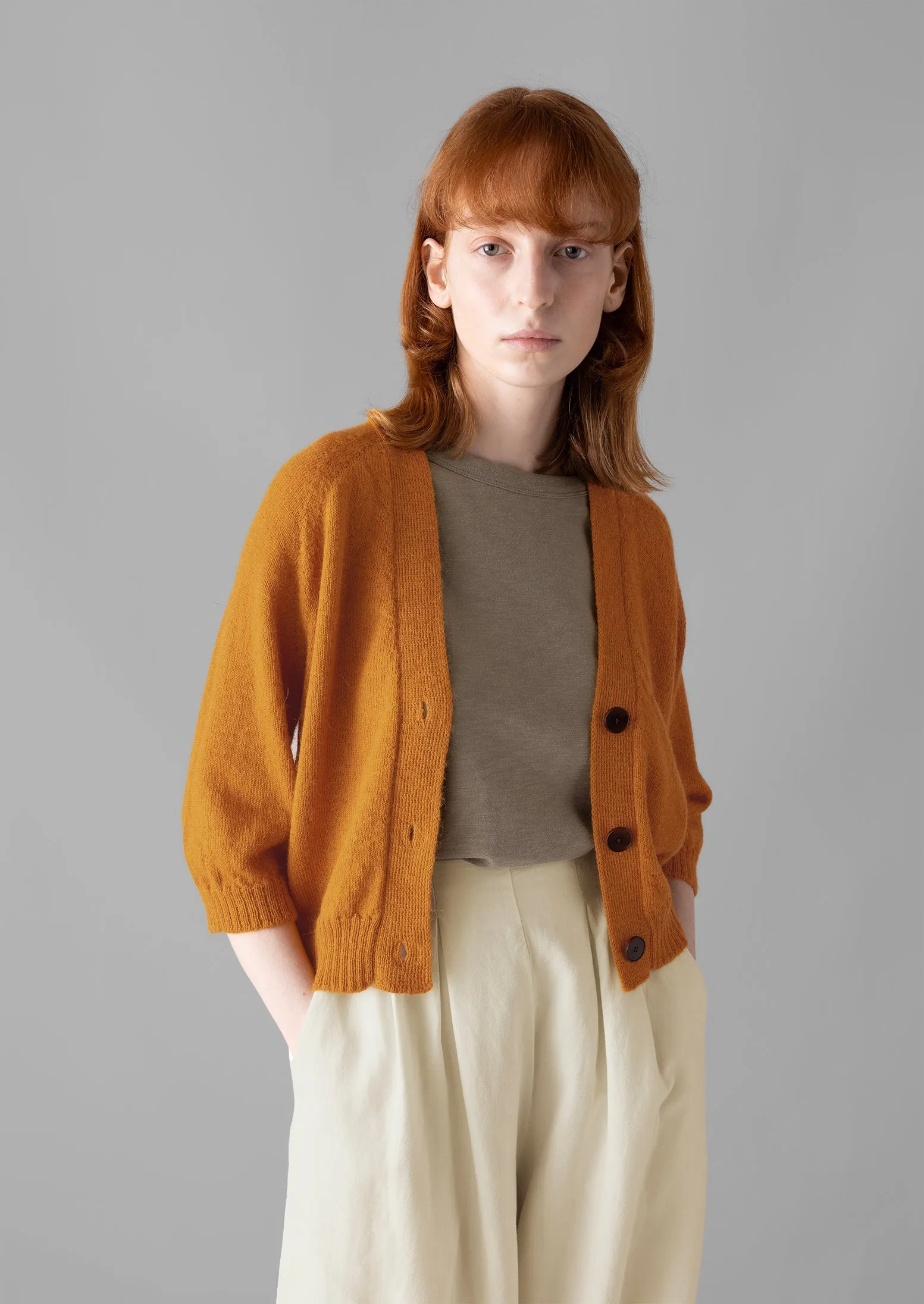 Half Sleeve Fine Alpaca Cardigan | Butternut Yellow sold by TOAST product image thumbnail 2