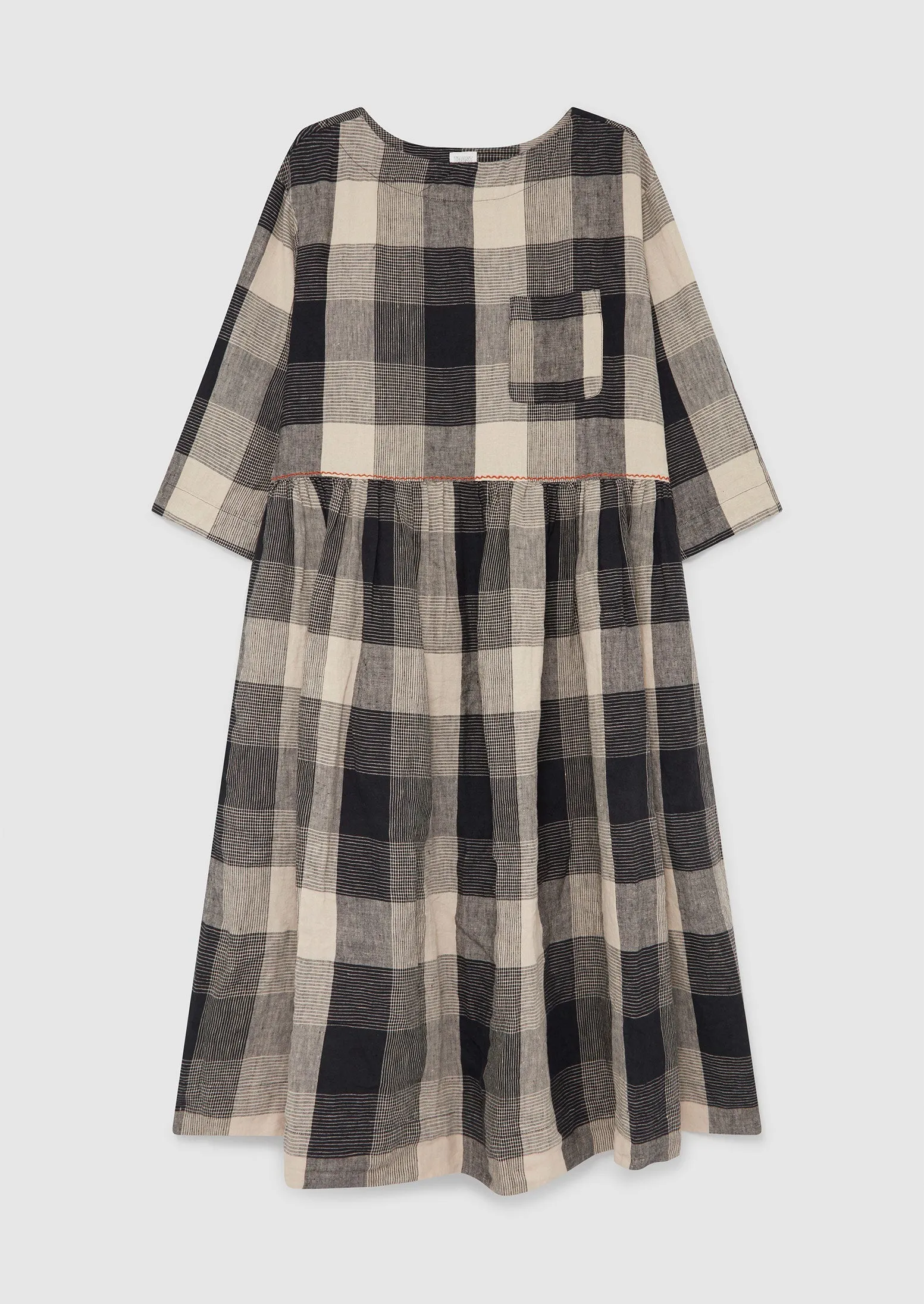 Renewed Landscape Check Linen Dress Size XS | Charcoal/Oat sold by TOAST