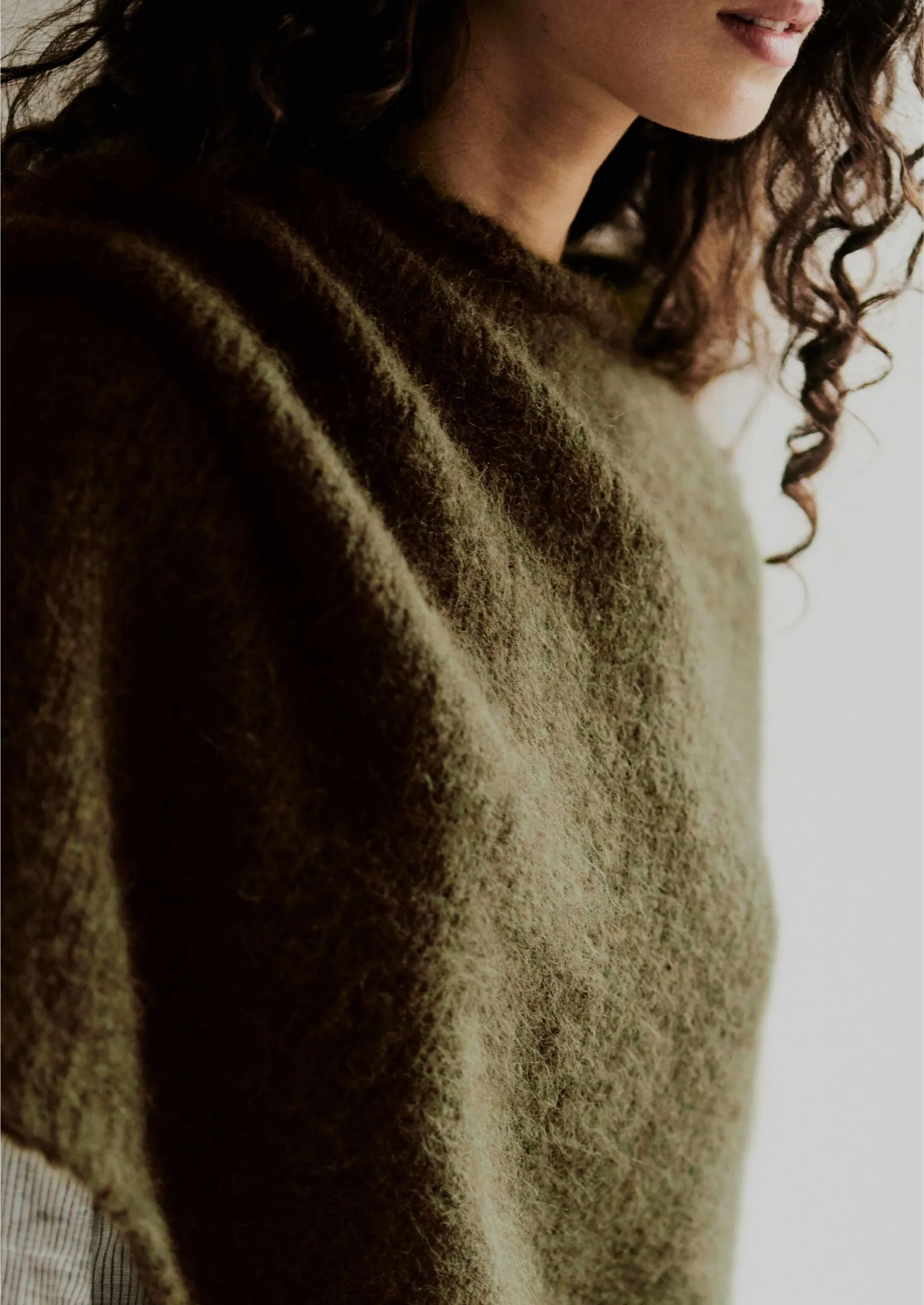 Lofty Alpaca Blend Knitted Poncho | Olive sold by TOAST product image thumbnail 3