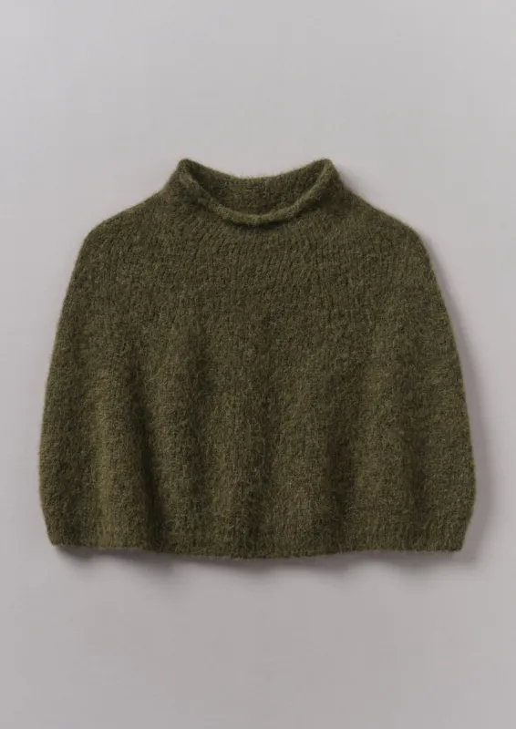 Lofty Alpaca Blend Knitted Poncho | Olive sold by TOAST