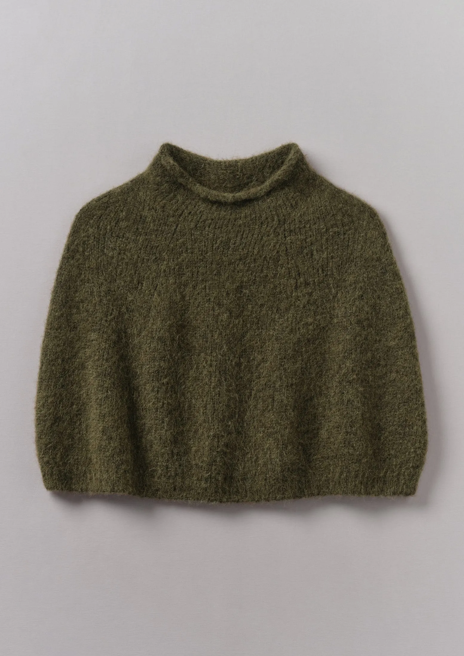 Lofty Alpaca Blend Knitted Poncho | Olive sold by TOAST