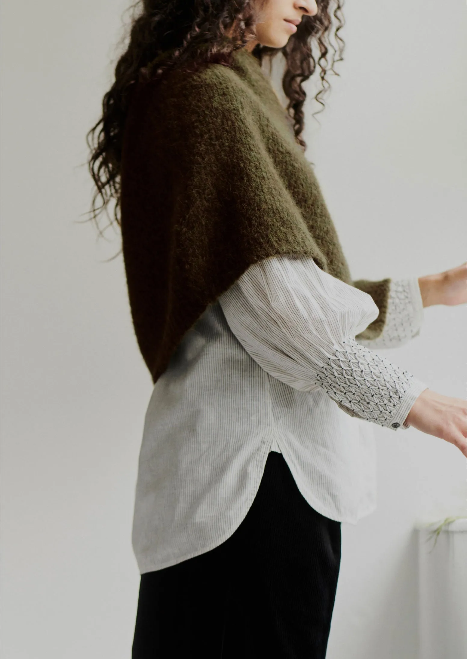 Lofty Alpaca Blend Knitted Poncho | Olive sold by TOAST product image thumbnail 4