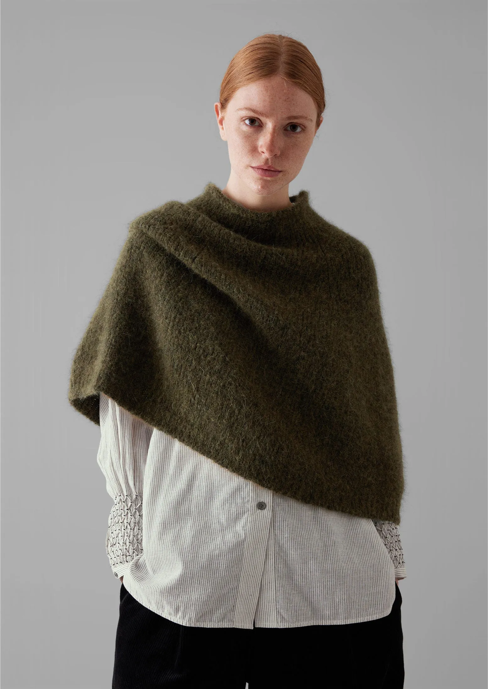 Lofty Alpaca Blend Knitted Poncho | Olive sold by TOAST product image thumbnail 5