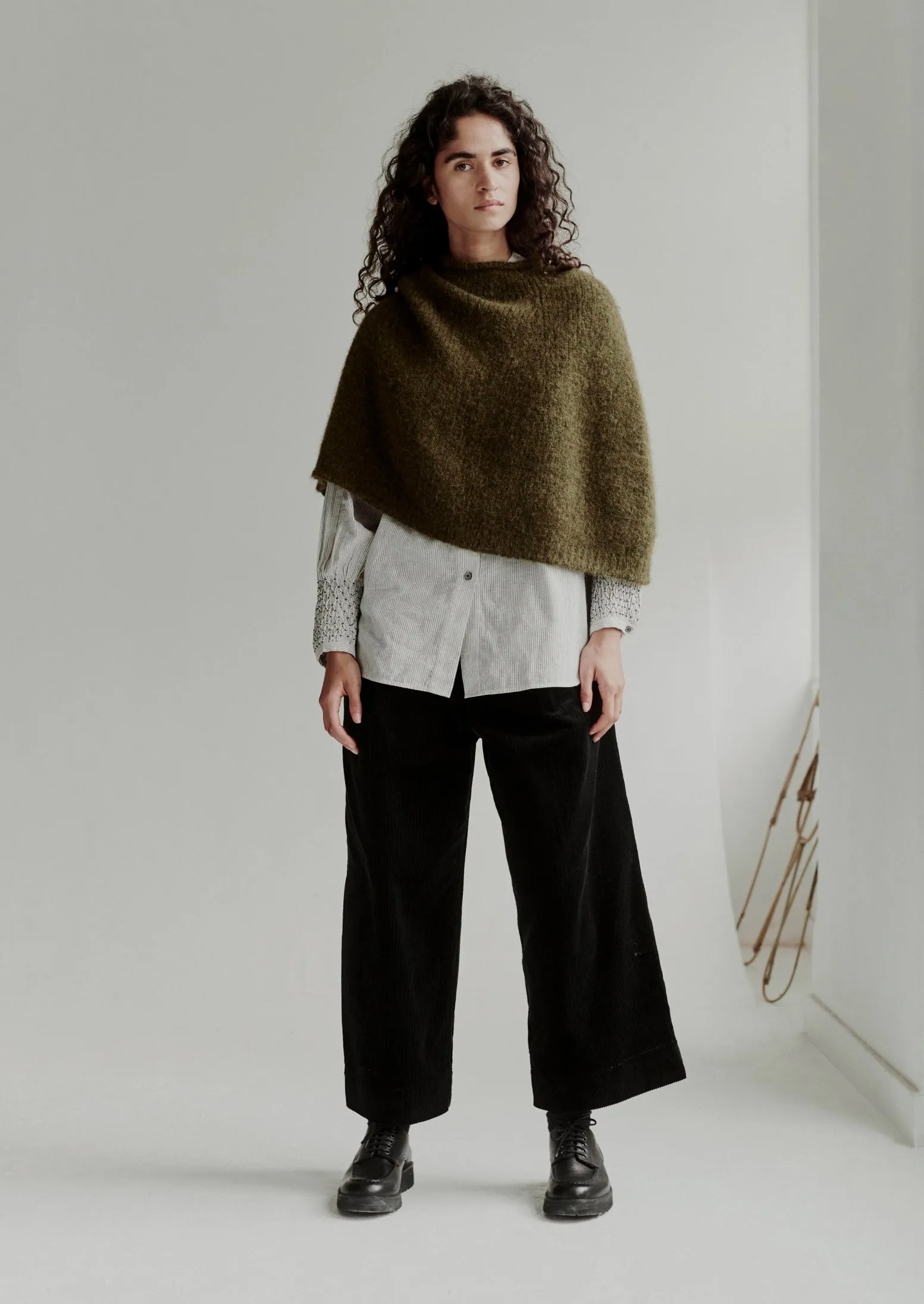 Lofty Alpaca Blend Knitted Poncho | Olive sold by TOAST product image thumbnail 2
