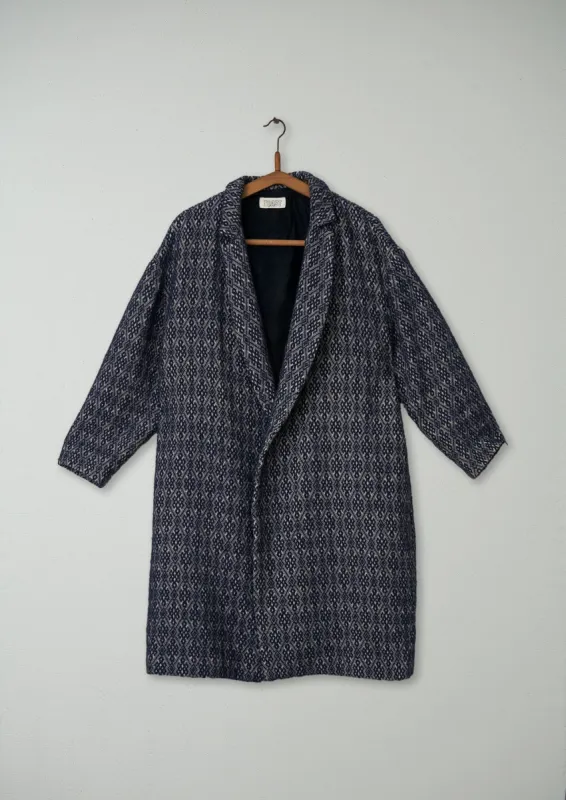 Reworn Jacquard Coat Size 12 (021) | Indigo sold by TOAST