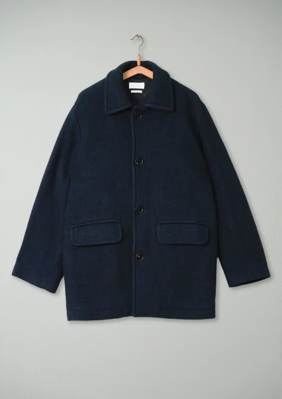 Reworn Mens Breasted Coat Size M (005) | Indigo sold by TOAST