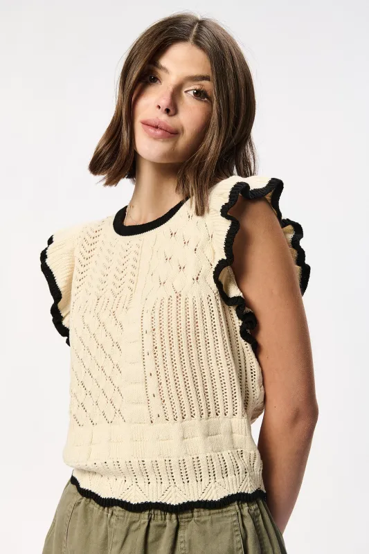 NIKITA TOP CREAM/BLACK sold by Another Love Clothing