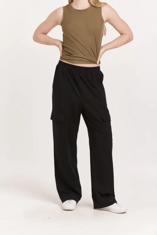 JANA CARGO PANT BLACK FLEECE sold by Another Love Clothing