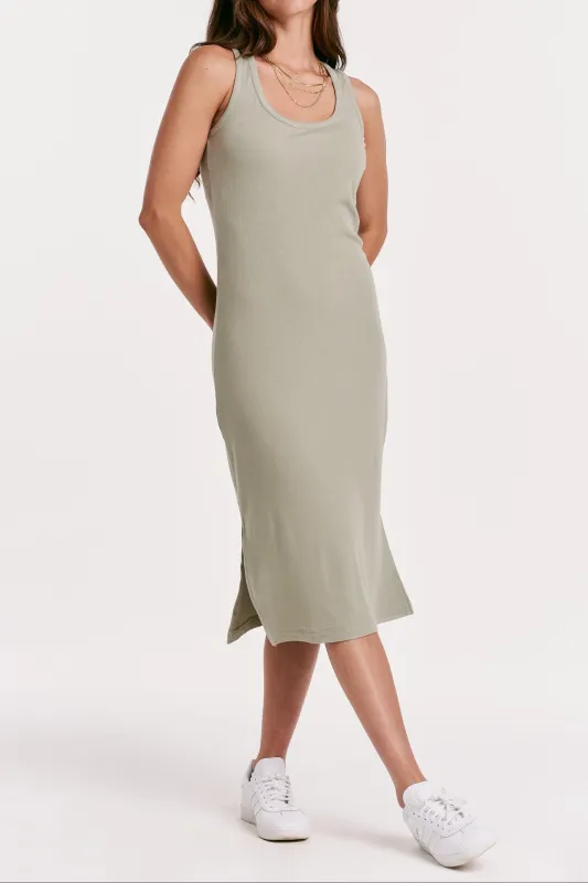 BRITTA RIB DRESS SAGE sold by Another Love Clothing