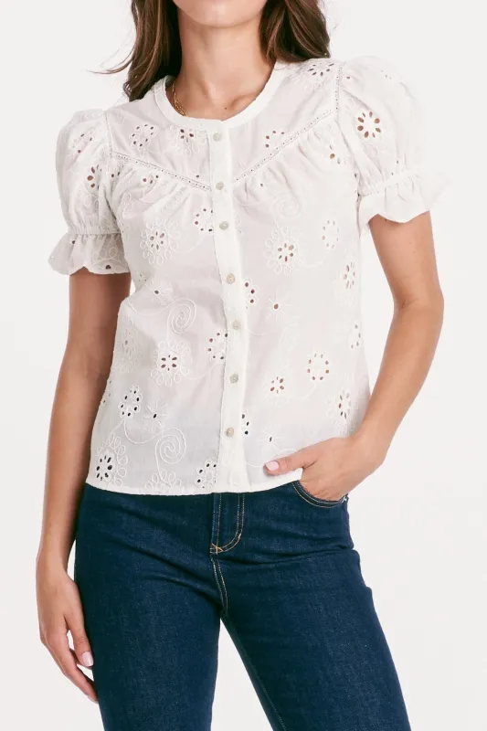TIERRA SHIRT WHITE EMBROIDERY made by Another Love Clothing