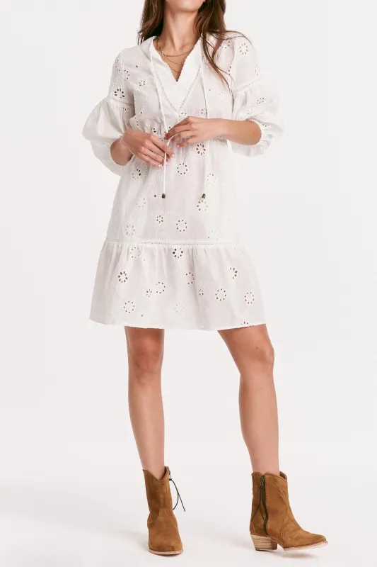 MONIQUE DRESS WHITE EMBROIDERY sold by Another Love Clothing