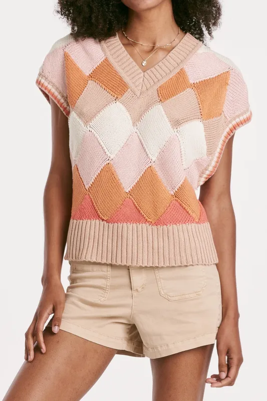 ASHBY VEST SUNBURST ARGYLE sold by Another Love Clothing