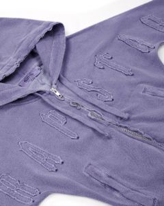 Women's Irongate Cropped Batwing Zip Hoodie - Washed Purple sold by Trapstar London