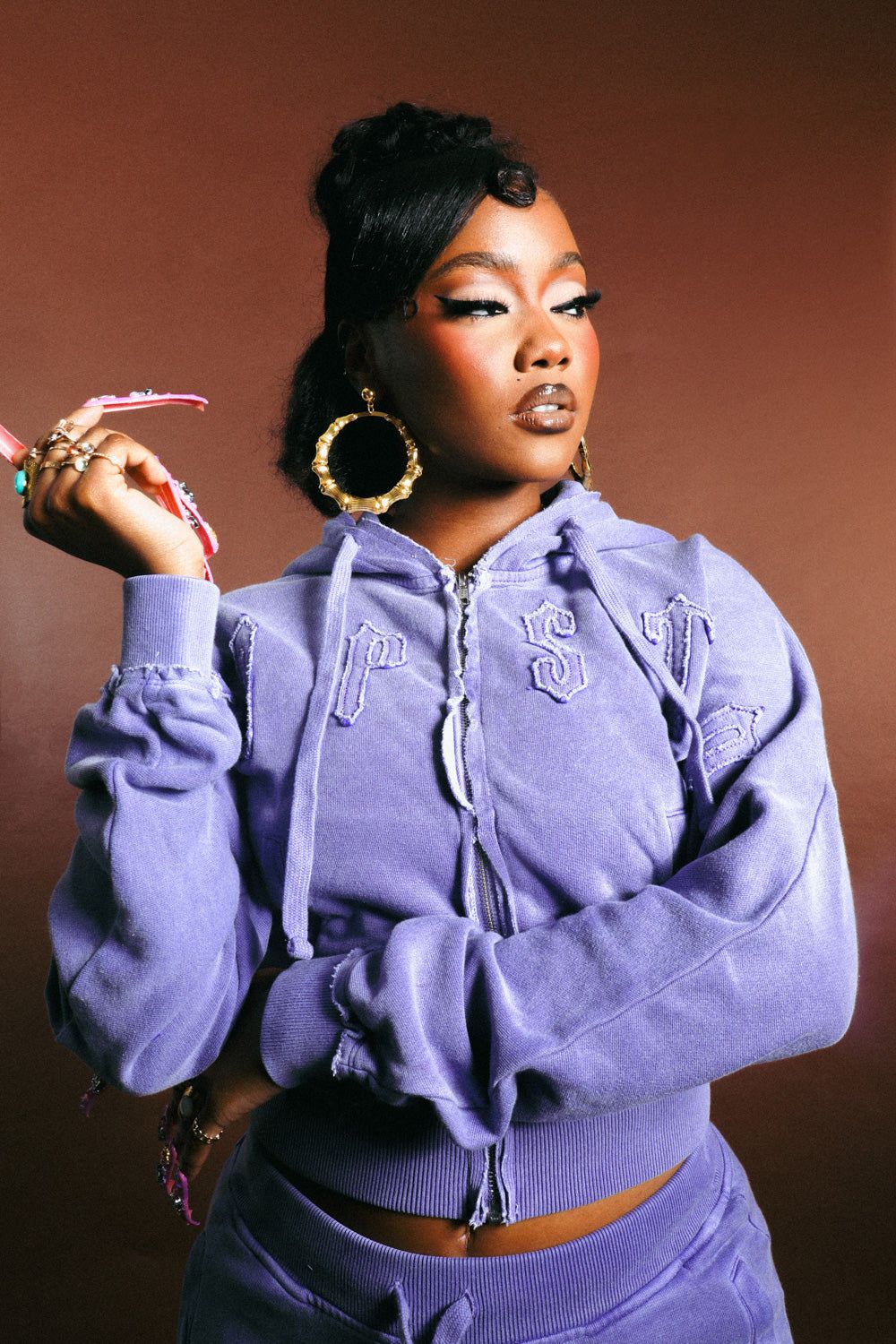 Women's Irongate Cropped Batwing Zip Hoodie - Washed Purple sold by Trapstar London product image thumbnail 5